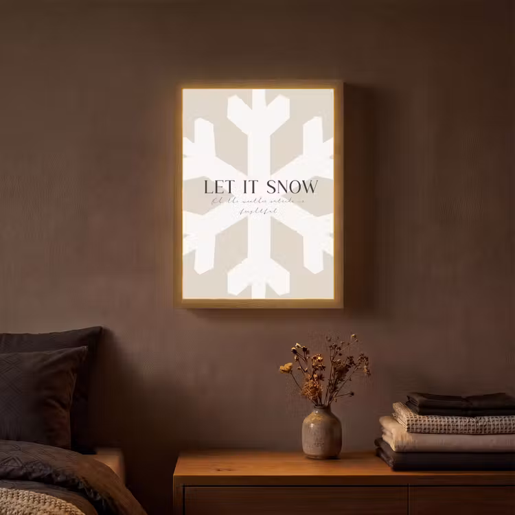 Sneeuw - Japandi - Winter - Decoratie Light Box met batterij (Wandlamp) middel -sfeer4