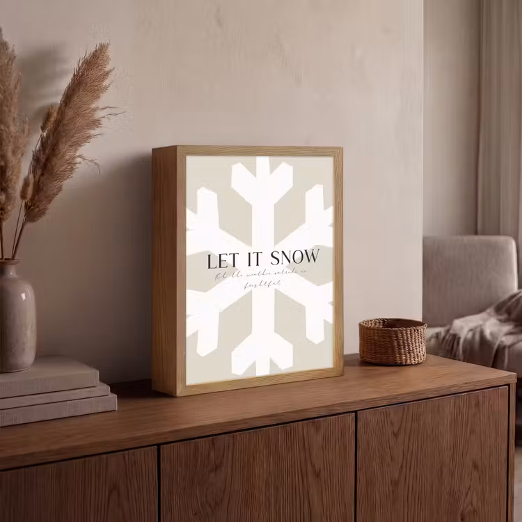 Sneeuw - Japandi - Winter - Decoratie Light Box met batterij (Wandlamp) middel -sfeer2