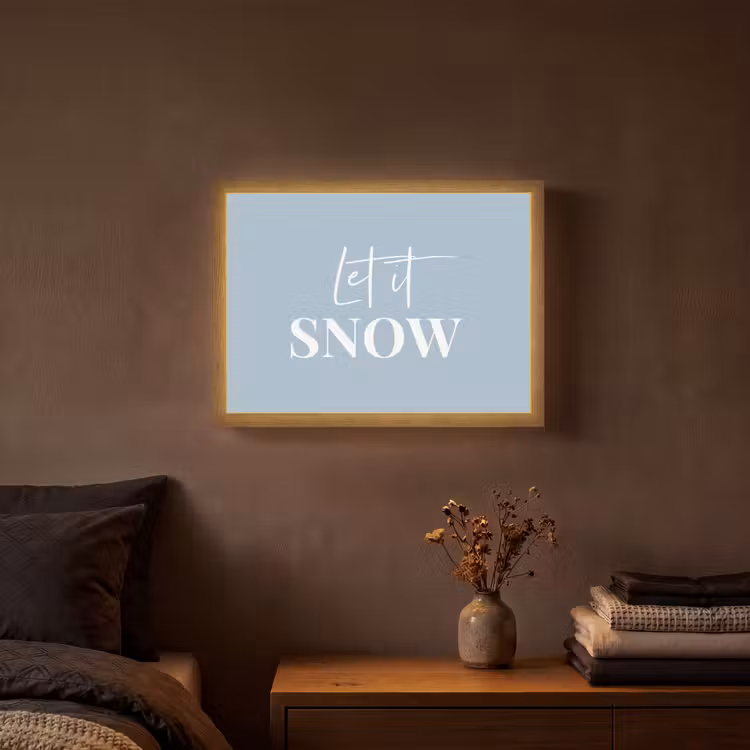 Sneeuw - Winter - Blauw - Let it snow Light Box met batterij (Wandlamp) middel -sfeer4