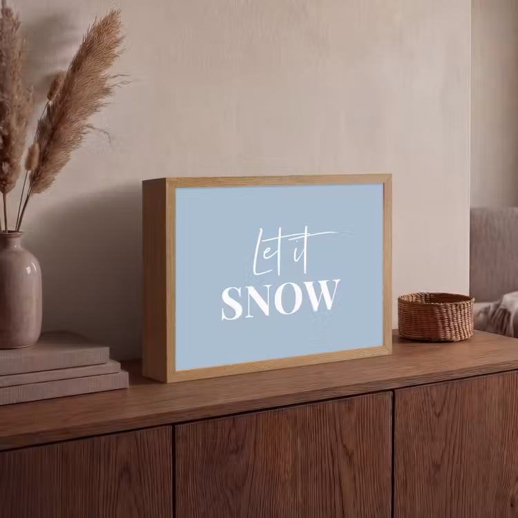 Sneeuw - Winter - Blauw - Let it snow Light Box met batterij (Wandlamp) middel -sfeer2