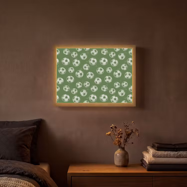 Voetbal - Sport - Groen Light Box met batterij (Wandlamp) middel 907 -sfeer4