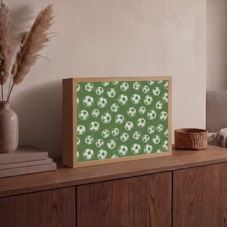 Voetbal - Sport - Groen Light Box met batterij (Wandlamp) middel 907 -sfeer2