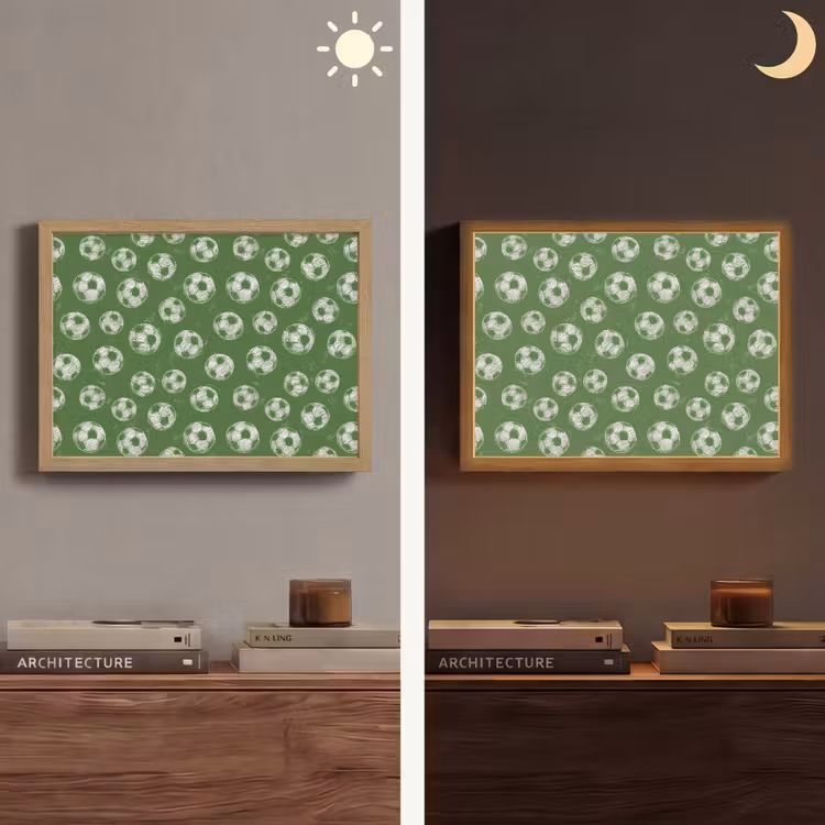 Voetbal - Sport - Groen Light Box met batterij (Wandlamp) middel 907 -sfeer3