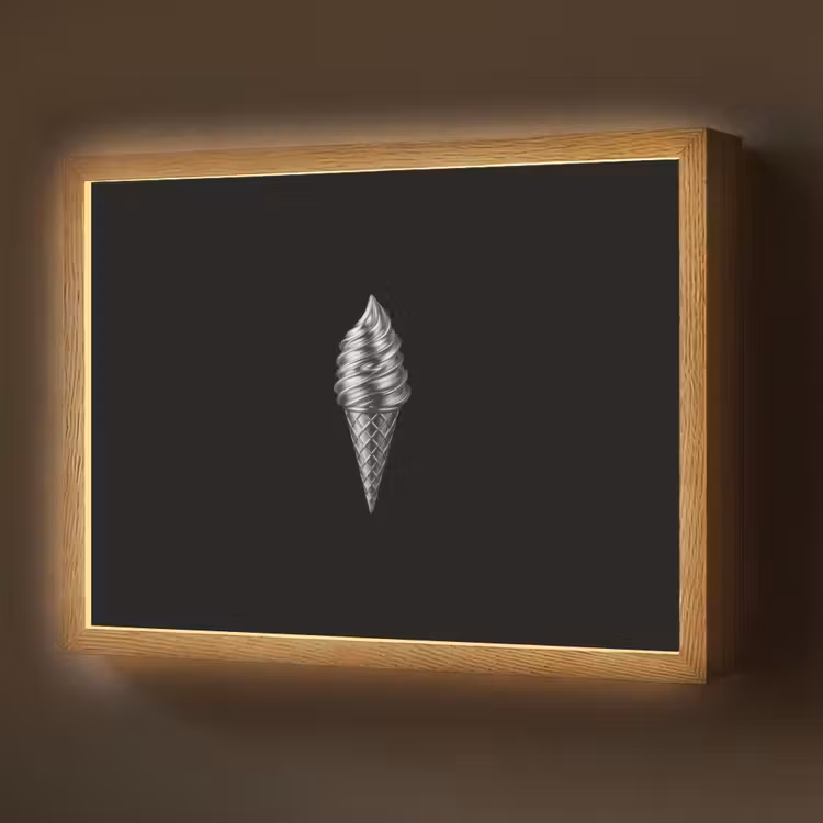 Softijs - Realistisch - Futuristisch Light Box met batterij (Wandlamp) middel -z3d_website