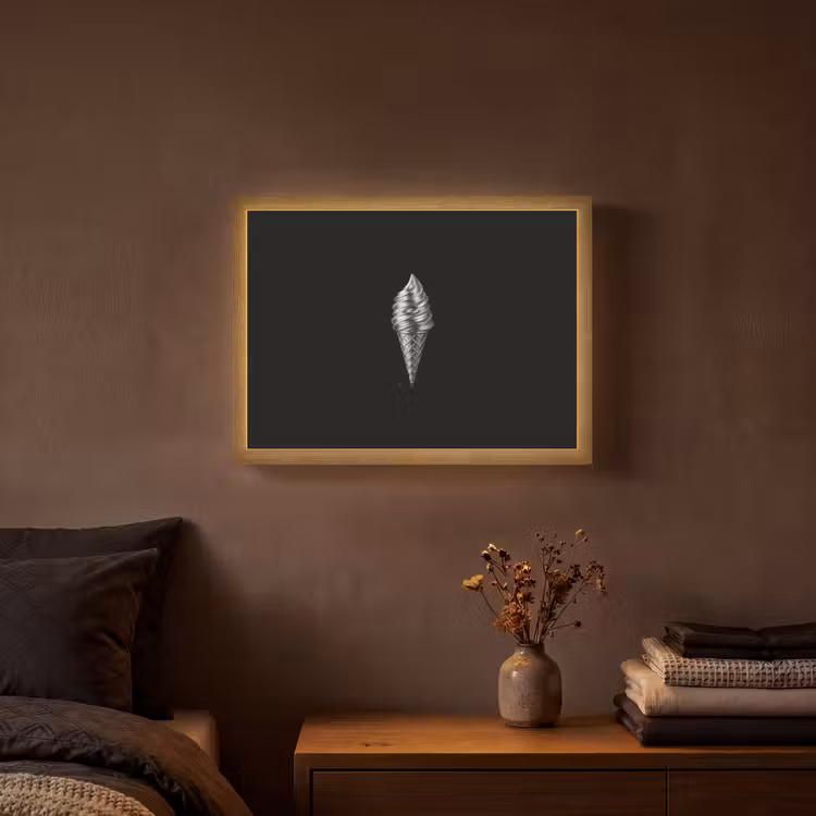 Softijs - Realistisch - Futuristisch Light Box met batterij (Wandlamp) middel -sfeer4