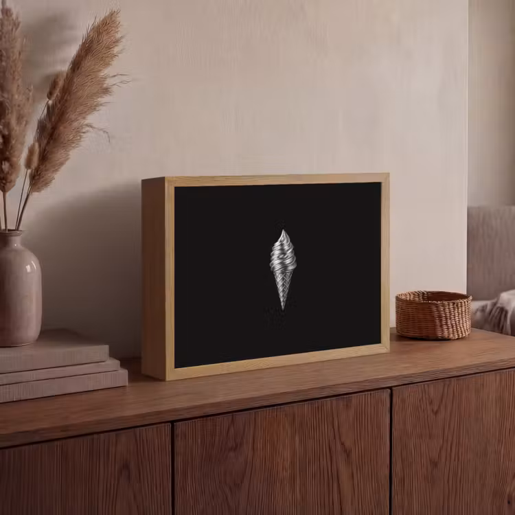 Softijs - Realistisch - Futuristisch Light Box met batterij (Wandlamp) middel -sfeer2