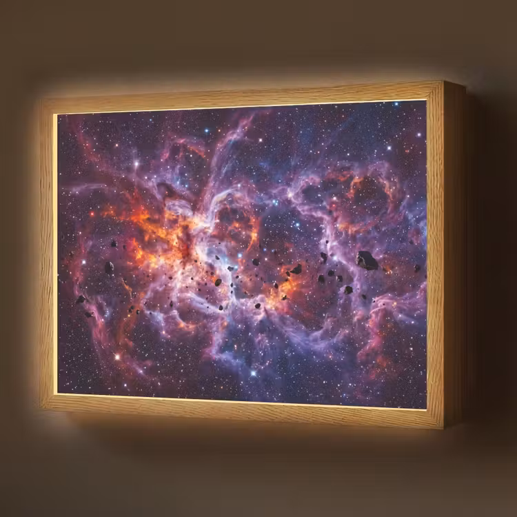Space - Stars - Abstract - Colorful Light Box met batterij (Wandlamp) middel -z3d_website