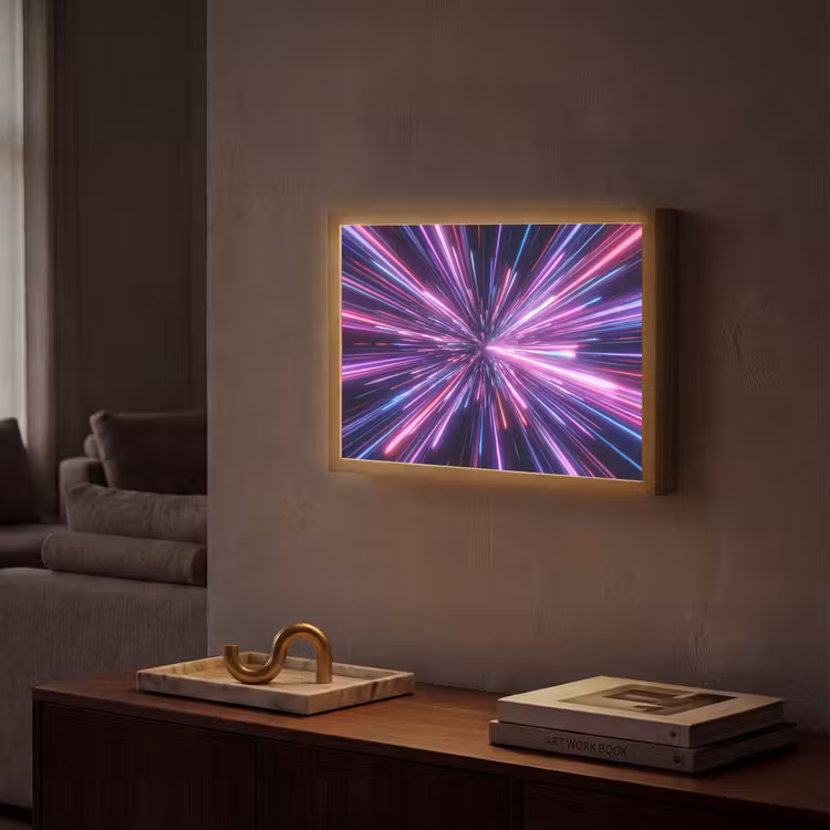 Lichtsnelheid - Ruimte - Roze - Paars Light Box met batterij (Wandlamp) middel -sfeer1