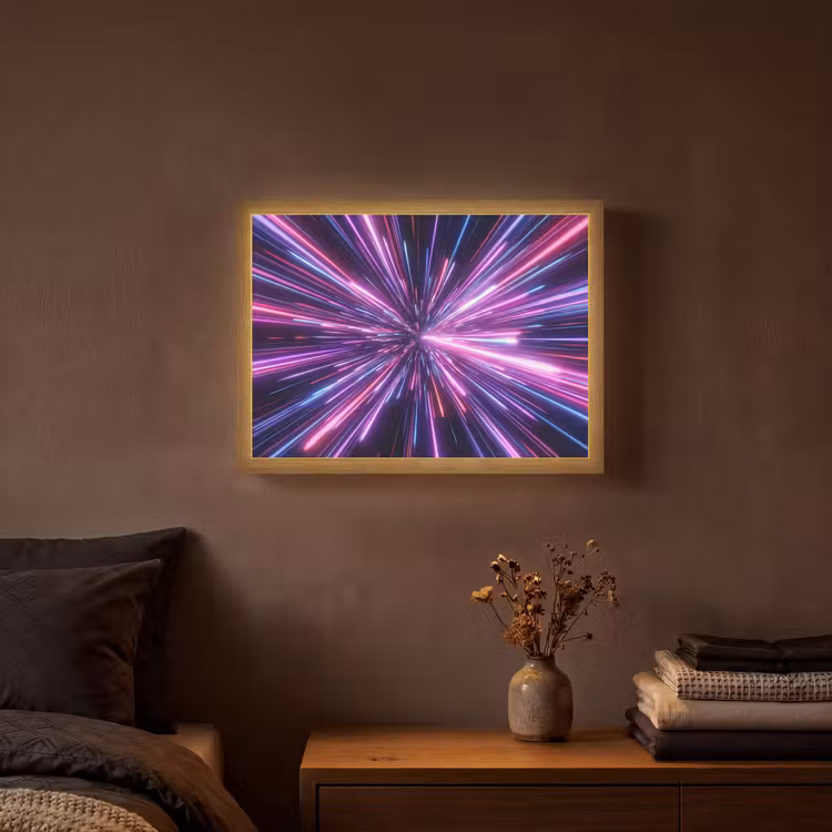 Lichtsnelheid - Ruimte - Roze - Paars Light Box met batterij (Wandlamp) middel -sfeer4