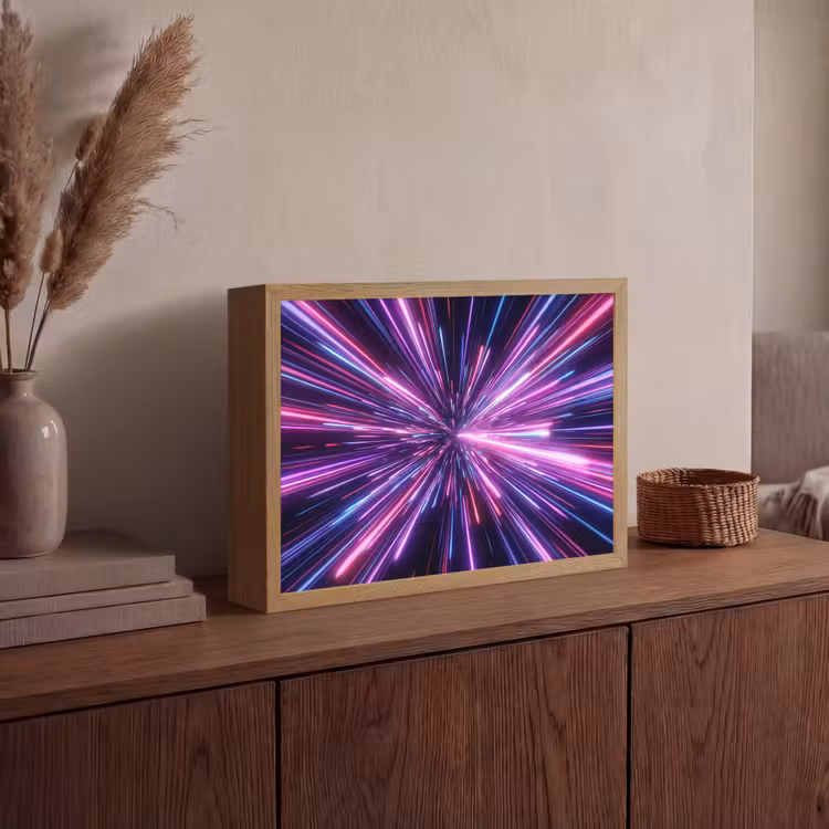 Lichtsnelheid - Ruimte - Roze - Paars Light Box met batterij (Wandlamp) middel -sfeer2