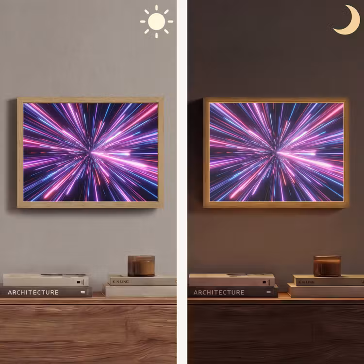 Lichtsnelheid - Ruimte - Roze - Paars Light Box met batterij (Wandlamp) middel -sfeer3