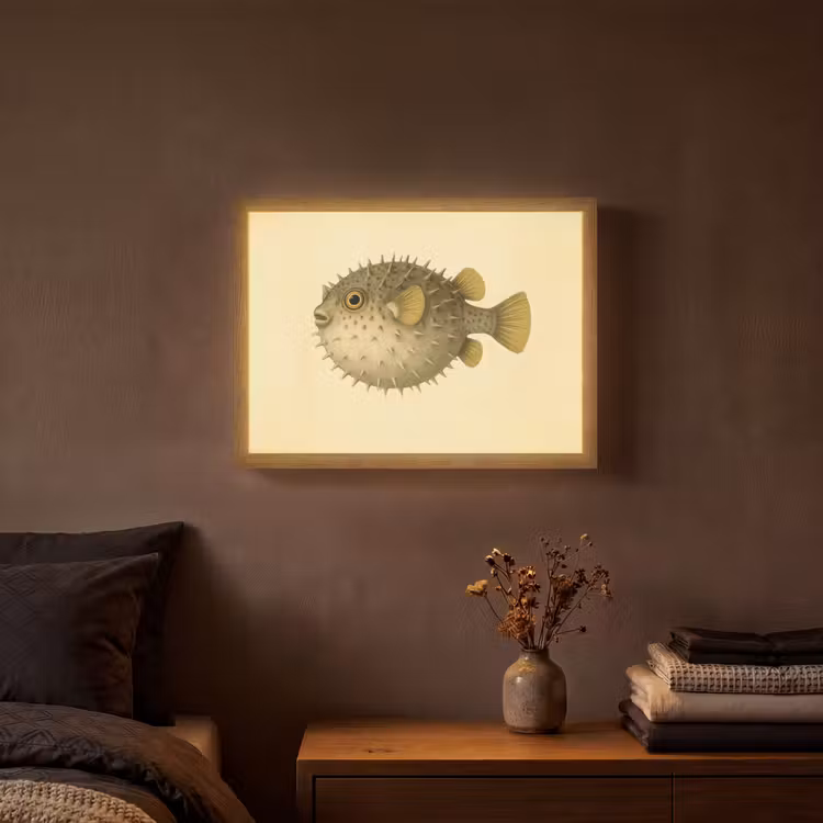 Stekels - Vis - Opgeblazen - Bruin Light Box met batterij (Wandlamp) middel -sfeer4