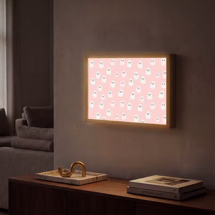 Spookjes - Patroon - Roze Light Box met batterij (Wandlamp) middel 907 -sfeer1