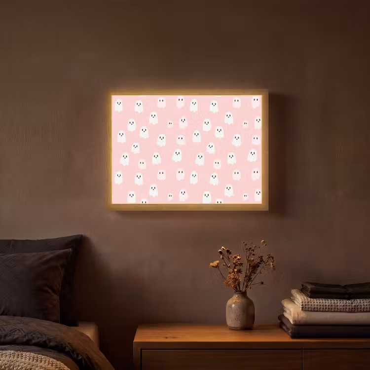 Spookjes - Patroon - Roze Light Box met batterij (Wandlamp) middel 907 -sfeer4