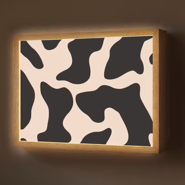 Vlekkenpatroon - Koe - Beige Light Box met batterij (Wandlamp) middel -z3d_website
