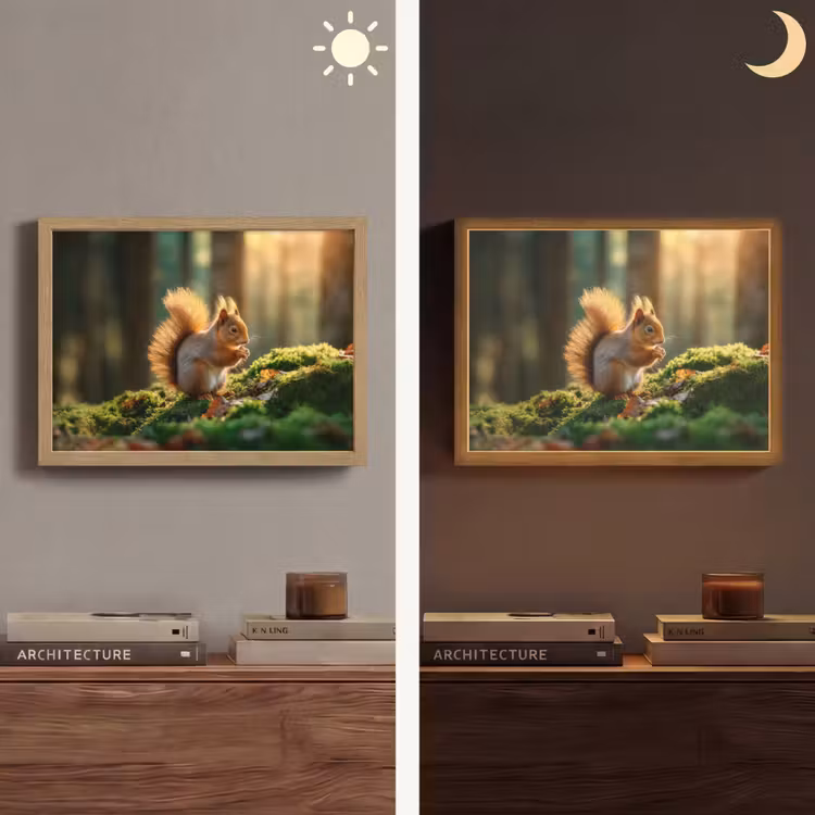 Eekhoorn - Nootje - Gras Light Box met batterij (Wandlamp) middel -sfeer3
