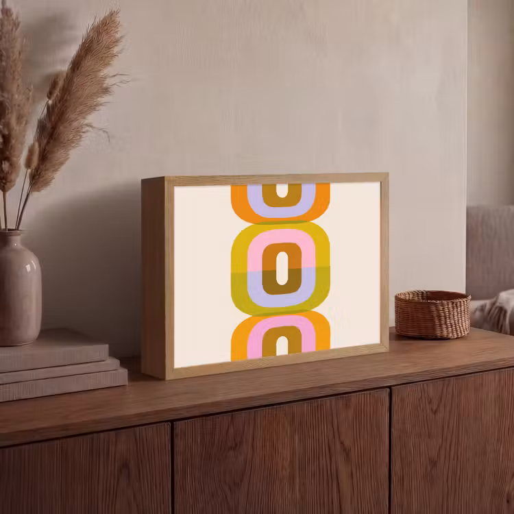 Stapel - Vormen - Geblokt - Oranje Light Box met batterij (Wandlamp) middel -sfeer2