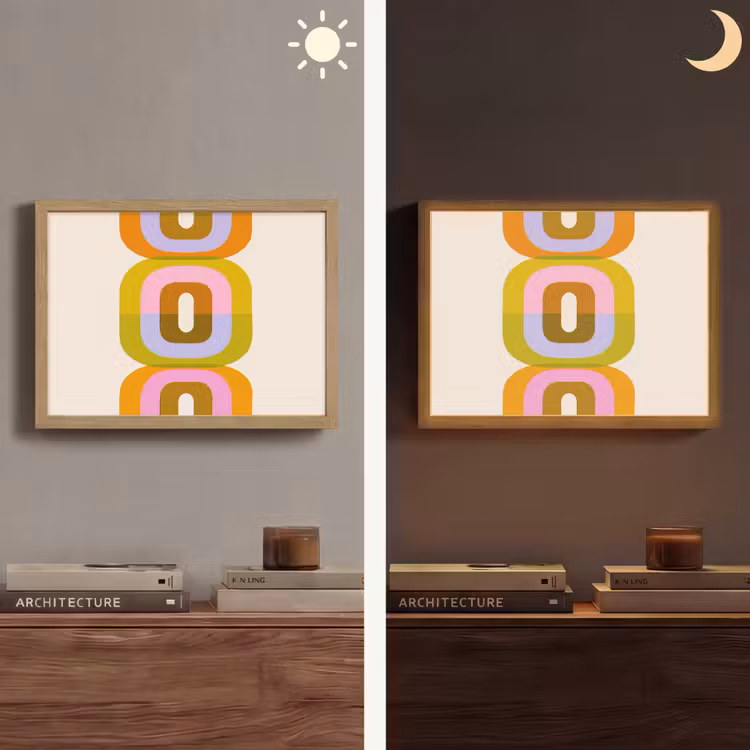 Stapel - Vormen - Geblokt - Oranje Light Box met batterij (Wandlamp) middel -sfeer3