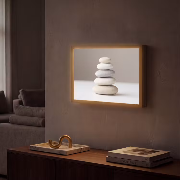 Gestapelde - Stenen - Grijs Light Box met batterij (Wandlamp) middel -sfeer1