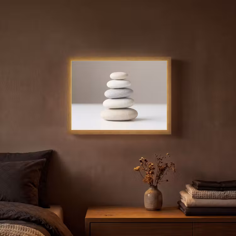 Gestapelde - Stenen - Grijs Light Box met batterij (Wandlamp) middel -sfeer4