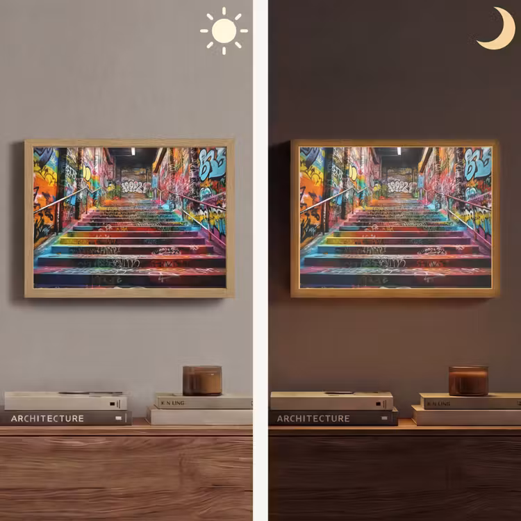 Trap - Graffiti - Kleuren - Kunst Light Box met batterij (Wandlamp) middel -sfeer3