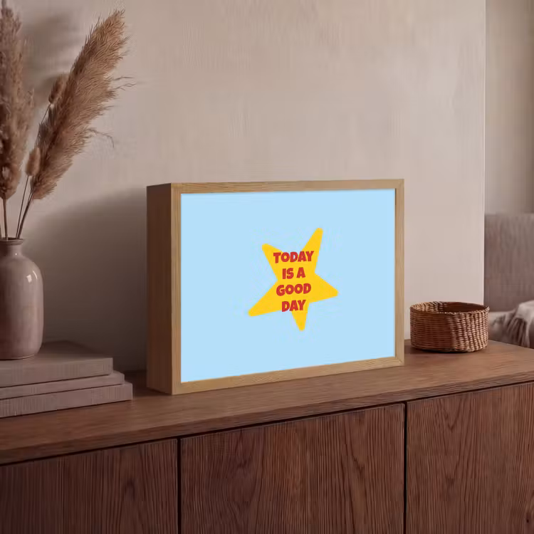 Ster - Today is a good day - Blauw Light Box met batterij (Wandlamp) middel -sfeer2