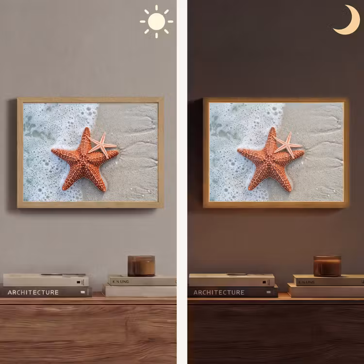 Zeester - Strand - Zee Light Box met batterij (Wandlamp) middel -sfeer3