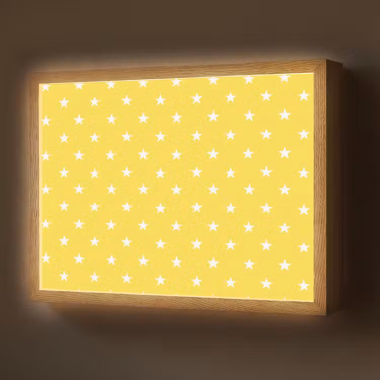 Sterren - Patroon - Minimalistisch - Geel Light Box met batterij (Wandlamp) middel 907 -z3d_website