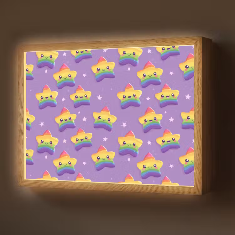Sterren - Regenboog - Paars Light Box met batterij (Wandlamp) middel 907 -z3d_website