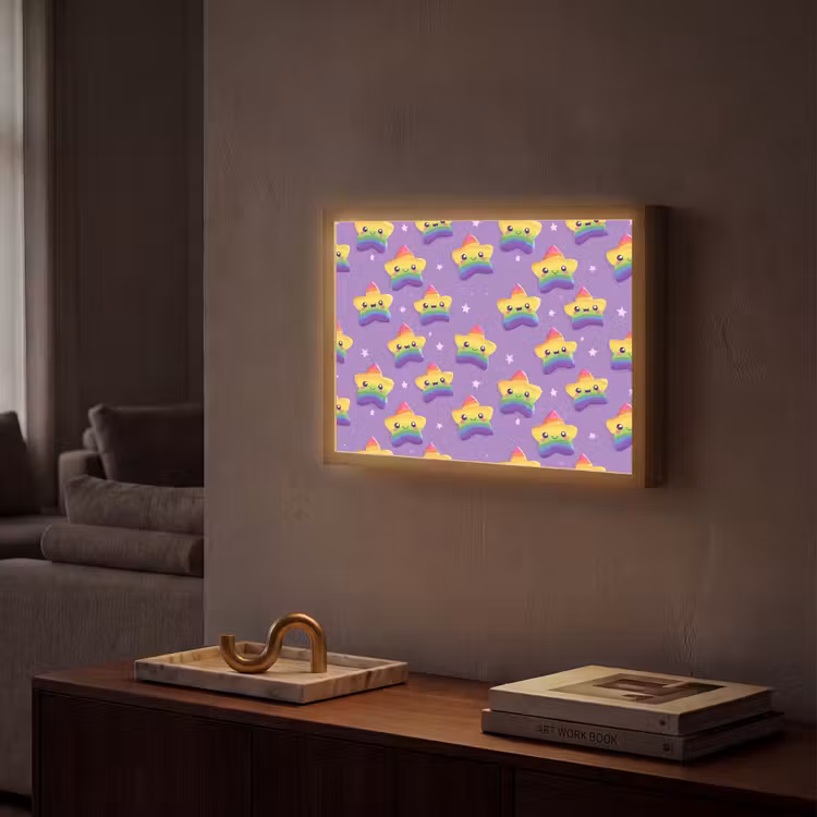 Sterren - Regenboog - Paars Light Box met batterij (Wandlamp) middel 907 -sfeer1