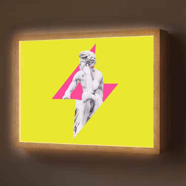 Beeld - Man - Bliksemschicht - Geel Light Box met batterij (Wandlamp) middel -z3d_website