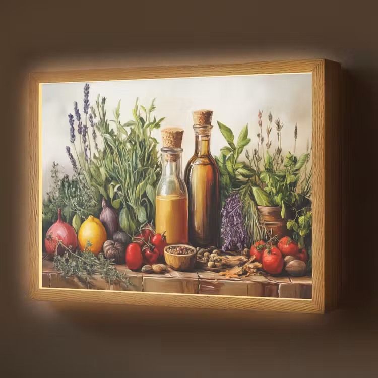 Stilleven - Kruiden - Specerijen - Fruit - Kleurrijk Light Box met batterij (Wandlamp) middel -z3d_website