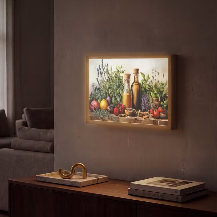 Stilleven - Kruiden - Specerijen - Fruit - Kleurrijk Light Box met batterij (Wandlamp) middel -sfeer1