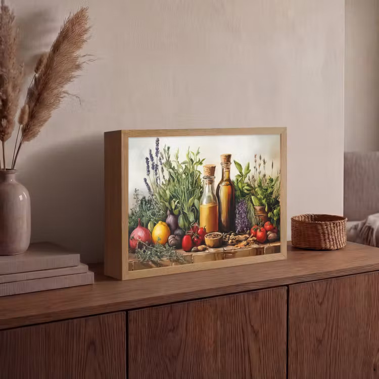 Stilleven - Kruiden - Specerijen - Fruit - Kleurrijk Light Box met batterij (Wandlamp) middel -sfeer2