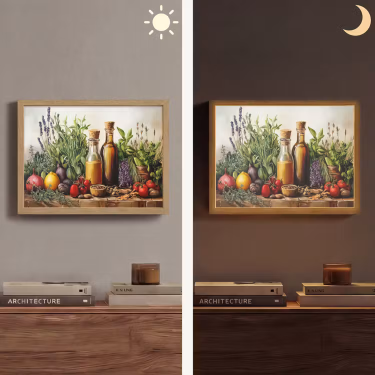 Stilleven - Kruiden - Specerijen - Fruit - Kleurrijk Light Box met batterij (Wandlamp) middel -sfeer3