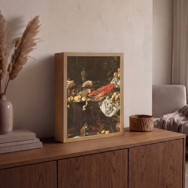 Pronkstilleven - Adriaen van Utrecht - Olieverf Light Box met batterij (Wandlamp) middel -sfeer2