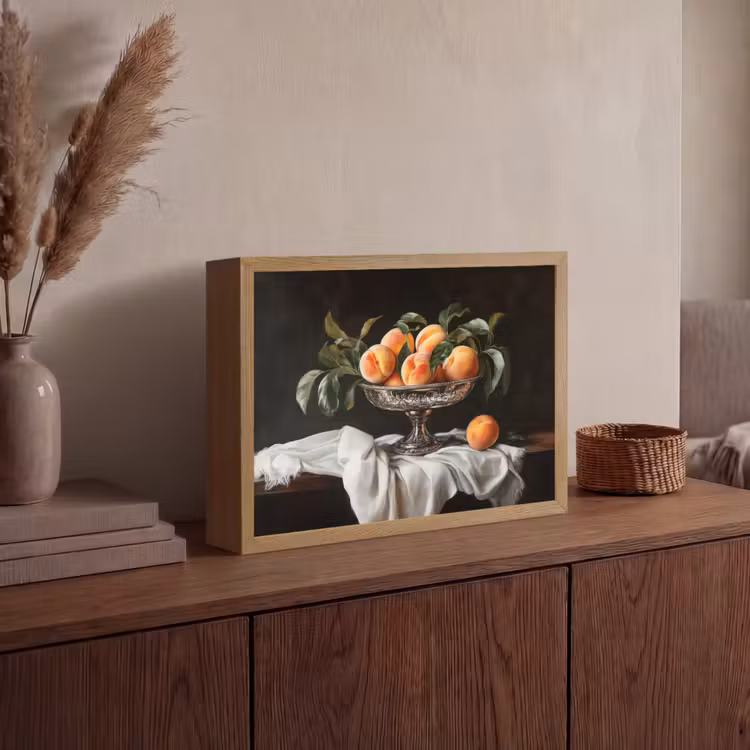 Stilleven - Perziken - Vintage Light Box met batterij (Wandlamp) middel -sfeer2