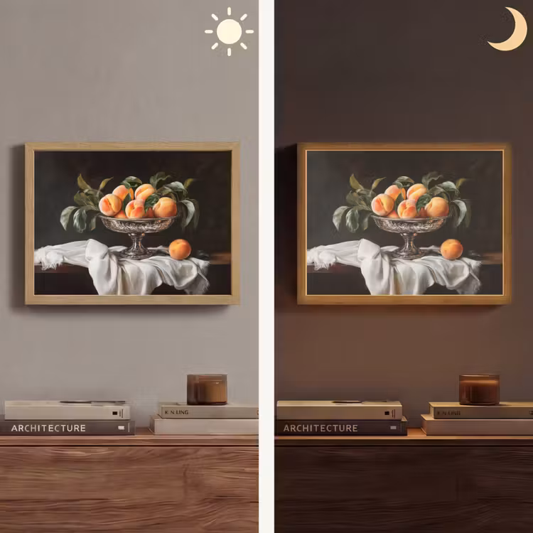 Stilleven - Perziken - Vintage Light Box met batterij (Wandlamp) middel -sfeer3