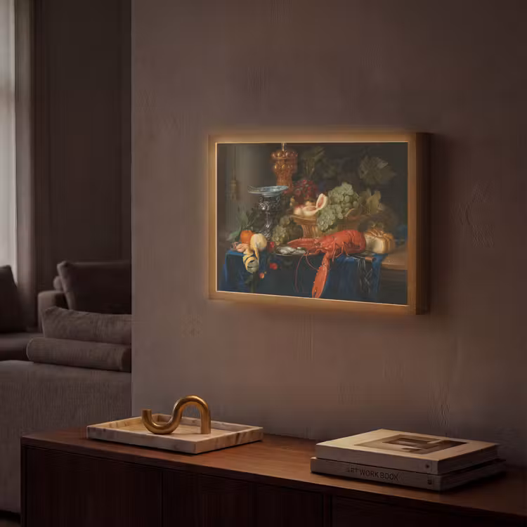 Stilleven met een gouden bokaal - Schilderij - Oude meesters Light Box met batterij (Wandlamp) middel -sfeer1