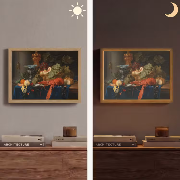 Stilleven met een gouden bokaal - Schilderij - Oude meesters Light Box met batterij (Wandlamp) middel -sfeer3