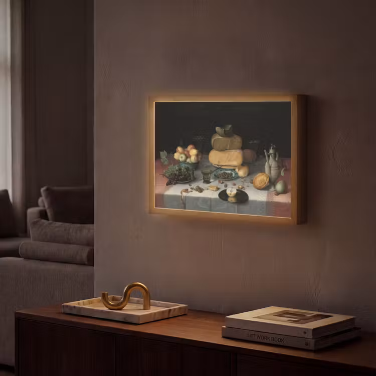 Stilleven met kazen - Kunstwerk - Oude meesters Light Box met batterij (Wandlamp) middel -sfeer1