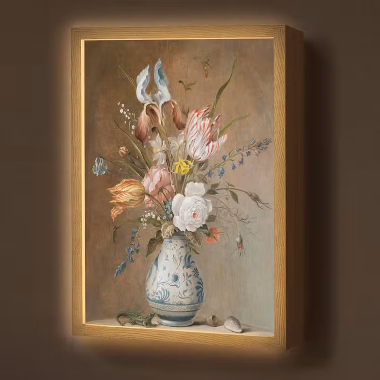 Bloemstilleven - Balthasar van der Ast - Oude Meesters Light Box met batterij (Wandlamp) middel -z3d_website