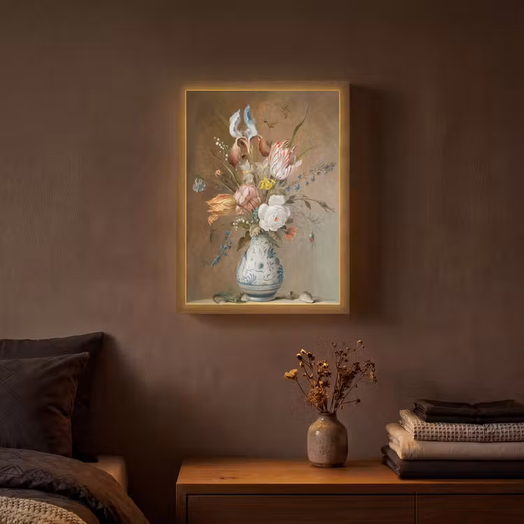 Bloemstilleven - Balthasar van der Ast - Oude Meesters Light Box met batterij (Wandlamp) middel -sfeer4