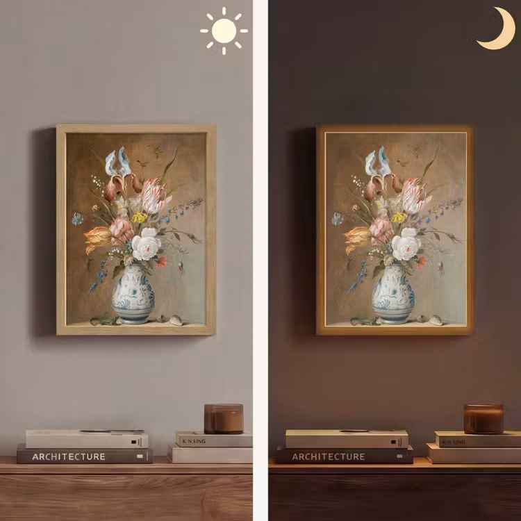 Bloemstilleven - Balthasar van der Ast - Oude Meesters Light Box met batterij (Wandlamp) middel -sfeer3