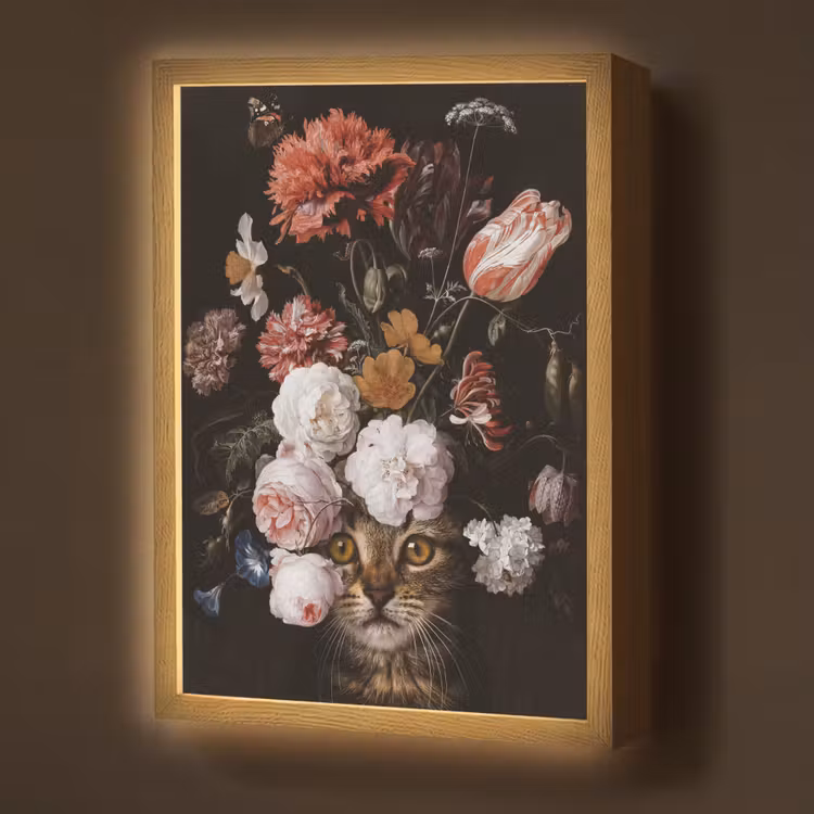 Stilleven met bloemen - Jan Davidsz de Heem - Kat Light Box met batterij (Wandlamp) middel -z3d_website