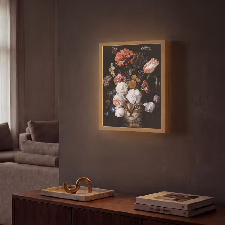Stilleven met bloemen - Jan Davidsz de Heem - Kat Light Box met batterij (Wandlamp) middel -sfeer1