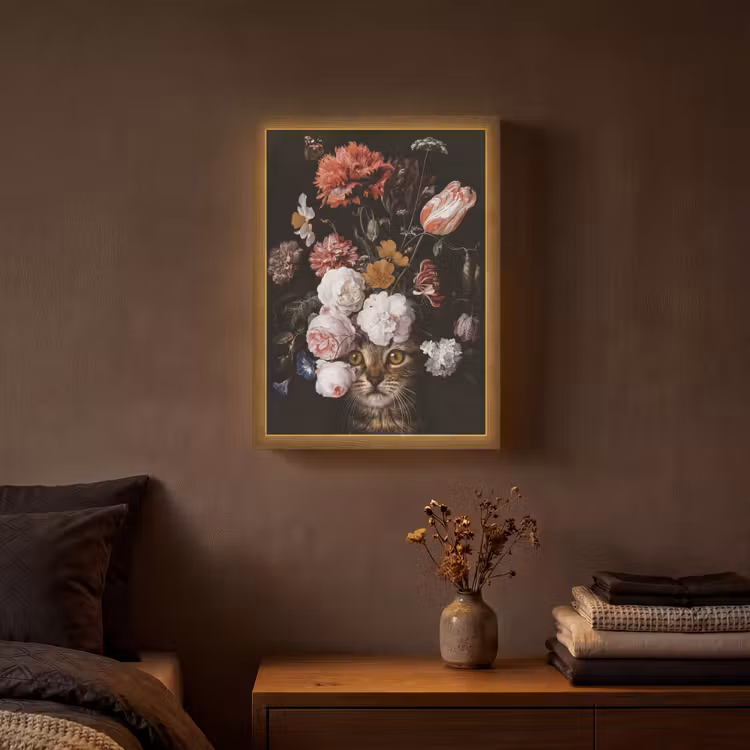 Stilleven met bloemen - Jan Davidsz de Heem - Kat Light Box met batterij (Wandlamp) middel -sfeer4