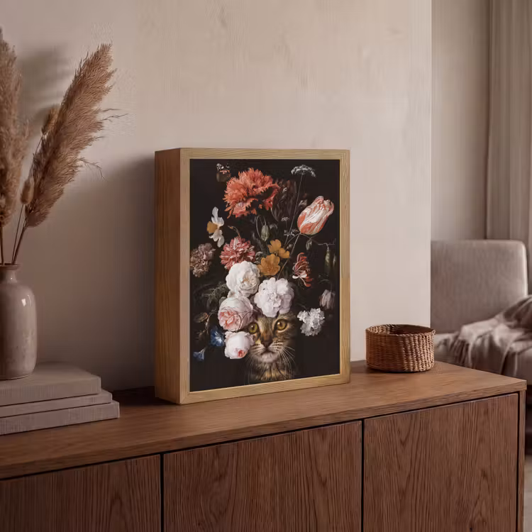 Stilleven met bloemen - Jan Davidsz de Heem - Kat Light Box met batterij (Wandlamp) middel -sfeer2