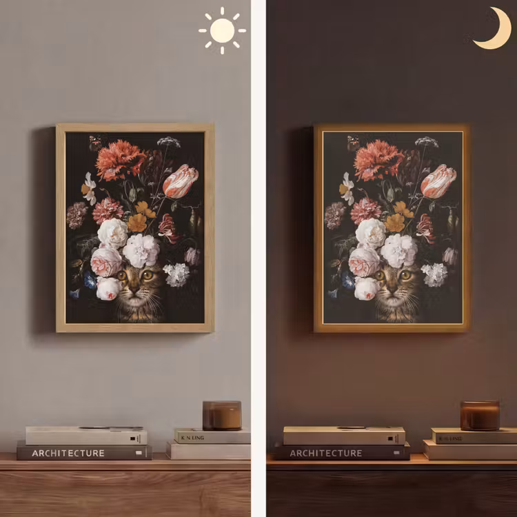 Stilleven met bloemen - Jan Davidsz de Heem - Kat Light Box met batterij (Wandlamp) middel -sfeer3