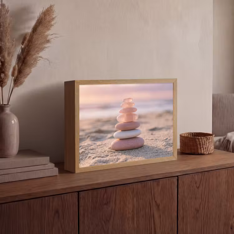 Stenen - Zand - Roze Light Box met batterij (Wandlamp) middel -sfeer2